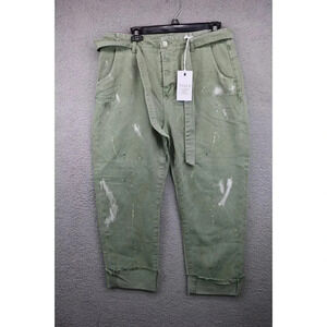 Risen Jeans Women's Size 13 or 31-Olive Slouch Pants-New w/Tags-Distressed